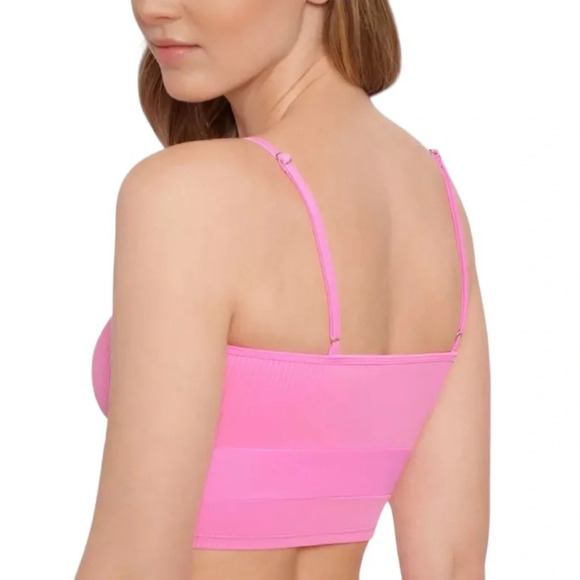 NWT Salt + Cove Not What It Seams Bikini Crop Top Peony Pink Size L - Picture 3 of 11